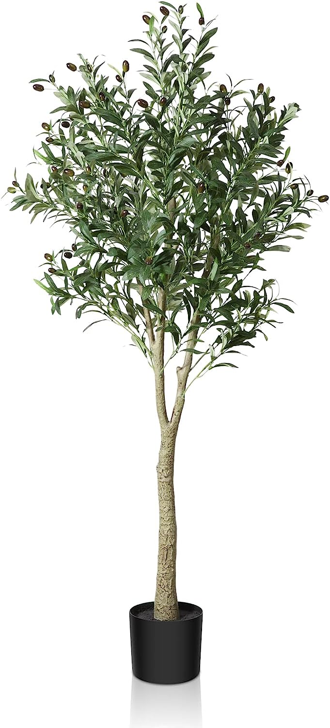 Artificial Olive Tree Plant 4Ft Fake Topiary Silk Tree, Perfect Faux Plants in Pot - Graceland Home and Living -  - #tag1#