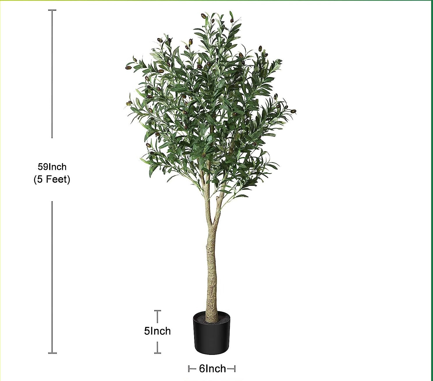 Artificial Olive Tree Plant 5 Feet Fake Topiary Silk Tree, Perfect Faux Plants in Pot - Graceland Home and Living -  