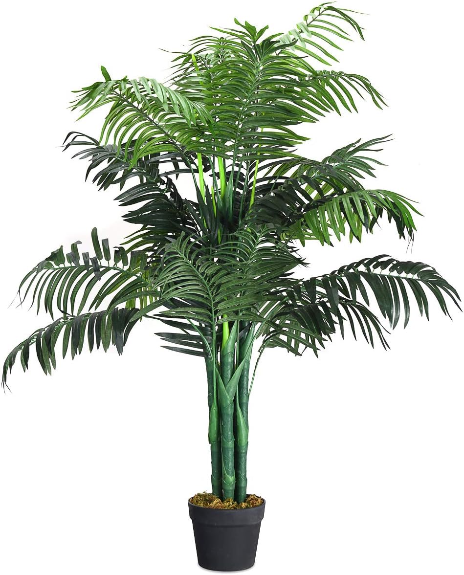 Artificial Palm Tree, Fake Tropical Plant with Plastic Pot, 3.5Ft - Graceland Home and Living -  