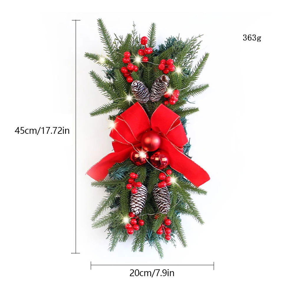 Artificial Prelit Stairway Trim with Pinecones & Bowknot Bells - Graceland Home and Living -  