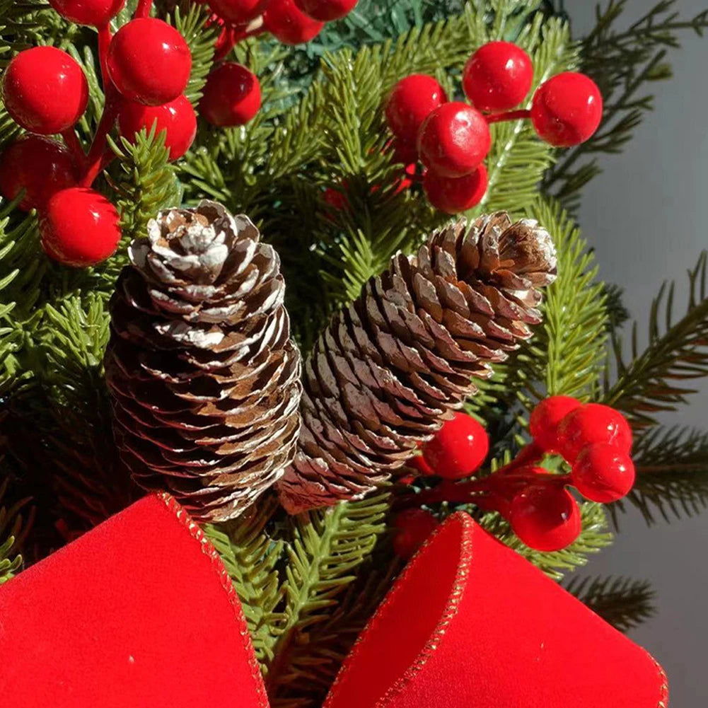 Artificial Prelit Stairway Trim with Pinecones & Bowknot Bells - Graceland Home and Living -  