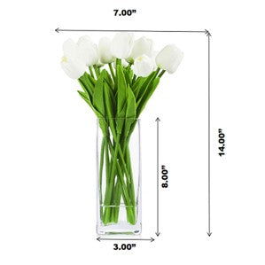Artificial Real Touch Tulips Flower Arrangement In Glass Vase With Faux Water - Graceland Home and Living -  - #tag1#