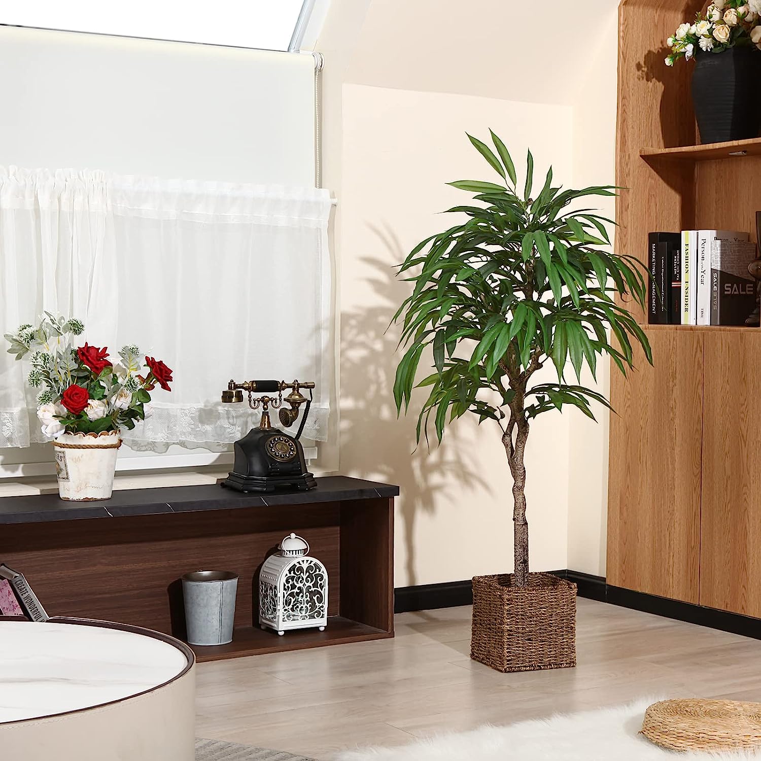 Artificial Slim 4Ft Mango Tree, for Indoor Decor - Graceland Home and Living -  