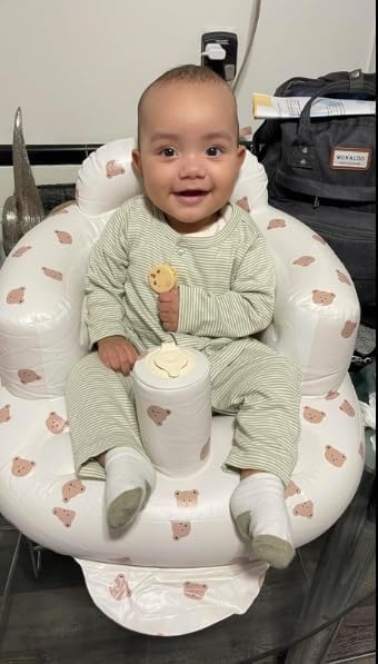 Baby Inflatable Seat with Tray for Babies 3-36 Months, Built in Air Pump, Baby Support Seat Summer Toddler Chair for Sitting Up, Baby Shower Chair Floor Seater, Infant Back Support Sofa - Graceland Home and Living -  - #tag1#