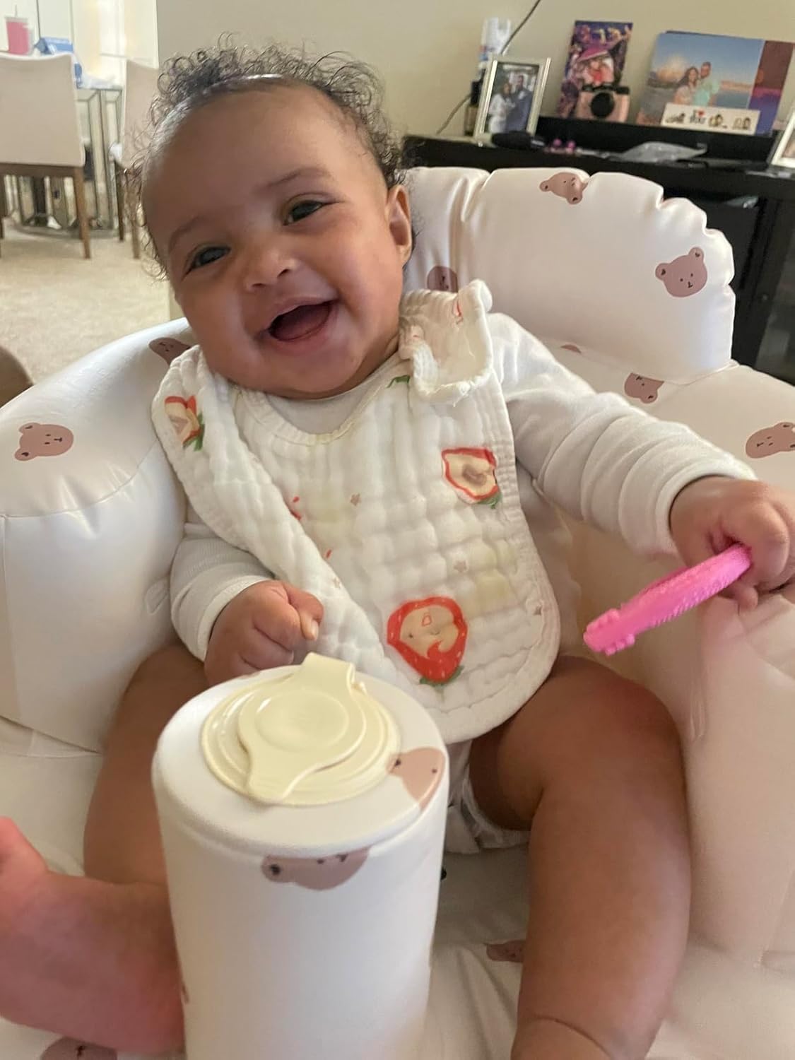 Baby Inflatable Seat with Tray for Babies 3-36 Months, Built in Air Pump, Baby Support Seat Summer Toddler Chair for Sitting Up, Baby Shower Chair Floor Seater, Infant Back Support Sofa - Graceland Home and Living -  