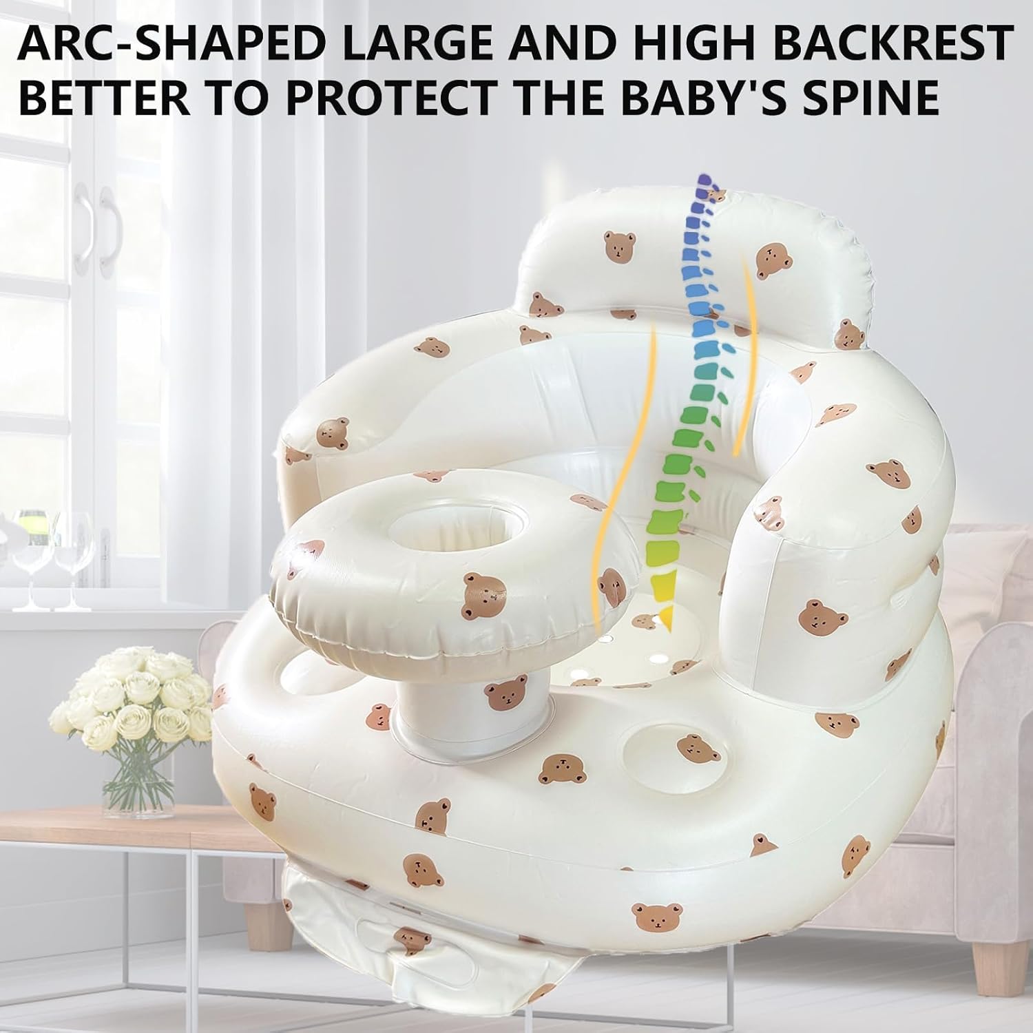 Baby Inflatable Seat with Tray for Babies 3-36 Months, Built in Air Pump, Baby Support Seat Summer Toddler Chair for Sitting Up, Baby Shower Chair Floor Seater, Infant Back Support Sofa - Graceland Home and Living -  