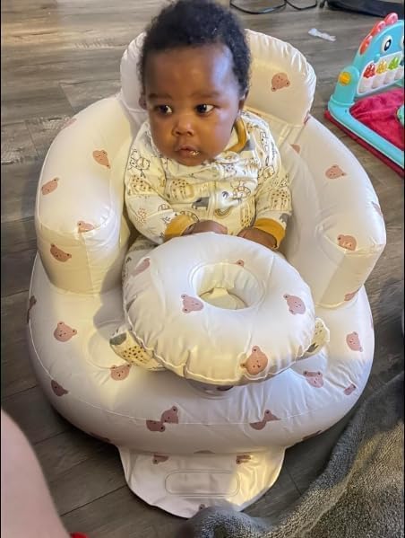 Baby Inflatable Seat with Tray for Babies 3-36 Months, Built in Air Pump, Baby Support Seat Summer Toddler Chair for Sitting Up, Baby Shower Chair Floor Seater, Infant Back Support Sofa - Graceland Home and Living -  - #tag1#