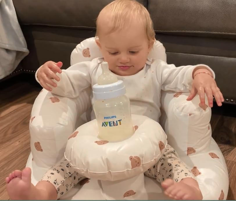 Baby Inflatable Seat with Tray for Babies 3-36 Months, Built in Air Pump, Baby Support Seat Summer Toddler Chair for Sitting Up, Baby Shower Chair Floor Seater, Infant Back Support Sofa - Graceland Home and Living -  - #tag1#