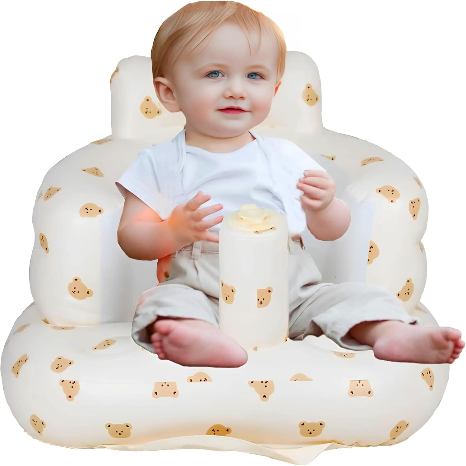 Baby Inflatable Seat with Tray for Babies 3-36 Months, Built in Air Pump, Baby Support Seat Summer Toddler Chair for Sitting Up, Baby Shower Chair Floor Seater, Infant Back Support Sofa - Graceland Home and Living -  - #tag1#
