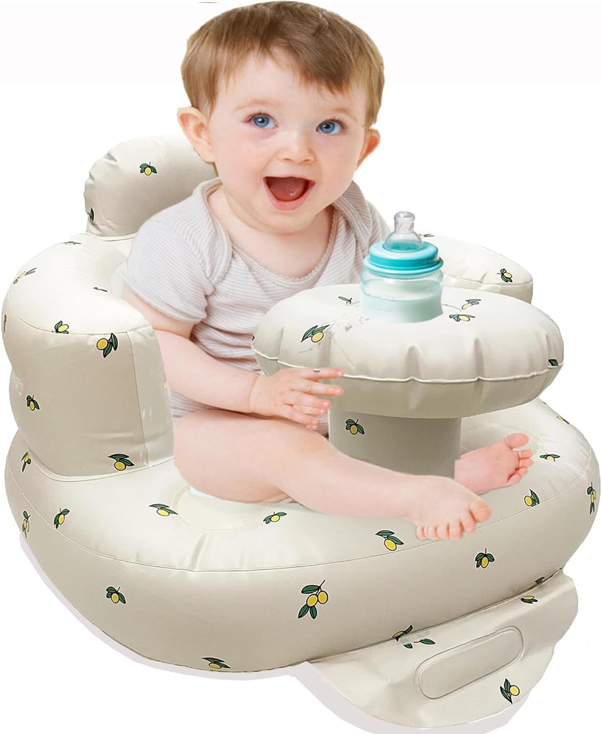 Baby Inflatable Seat with Tray for Babies 3-36 Months, Built in Air Pump, Baby Support Seat Summer Toddler Chair for Sitting Up, Baby Shower Chair Floor Seater, Infant Back Support Sofa - Graceland Home and Living -  