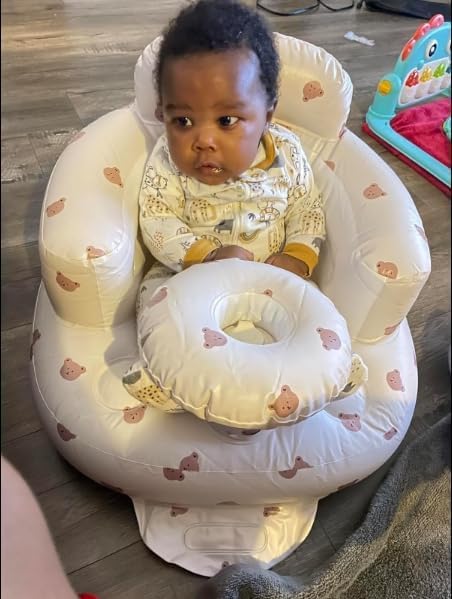 Baby Inflatable Seat with Tray for Babies 3-36 Months, Built in Air Pump, Baby Support Seat Summer Toddler Chair for Sitting Up, Baby Shower Chair Floor Seater, Infant Back Support Sofa - Graceland Home and Living -  - #tag1#