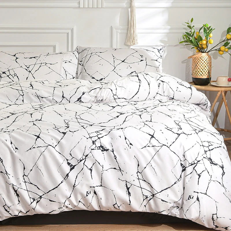 Black and White Bedding Set Single Duvet Cover with Pillowcase - Graceland Home and Living -  