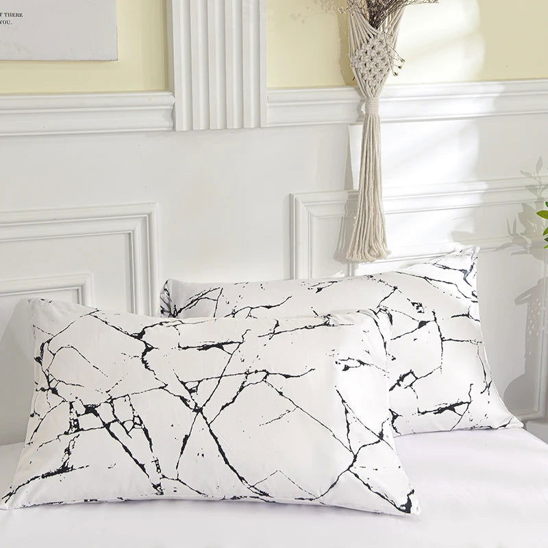 Black and White Bedding Set Single Duvet Cover with Pillowcase - Graceland Home and Living -  