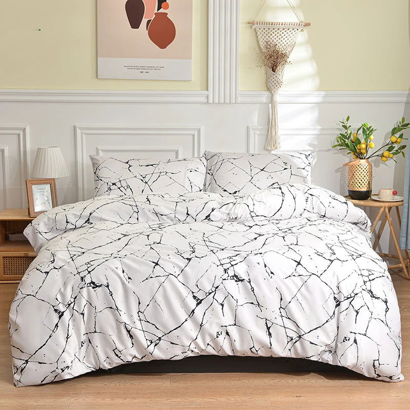 Black and White Bedding Set Single Duvet Cover with Pillowcase - Graceland Home and Living -  