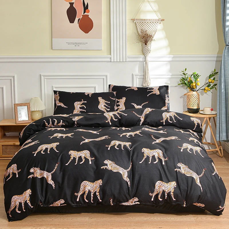 Black and White Bedding Set Single Duvet Cover with Pillowcase - Graceland Home and Living -  