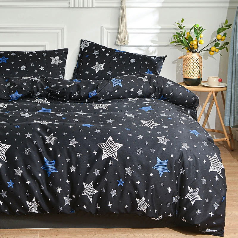 Black and White Bedding Set Single Duvet Cover with Pillowcase - Graceland Home and Living -  