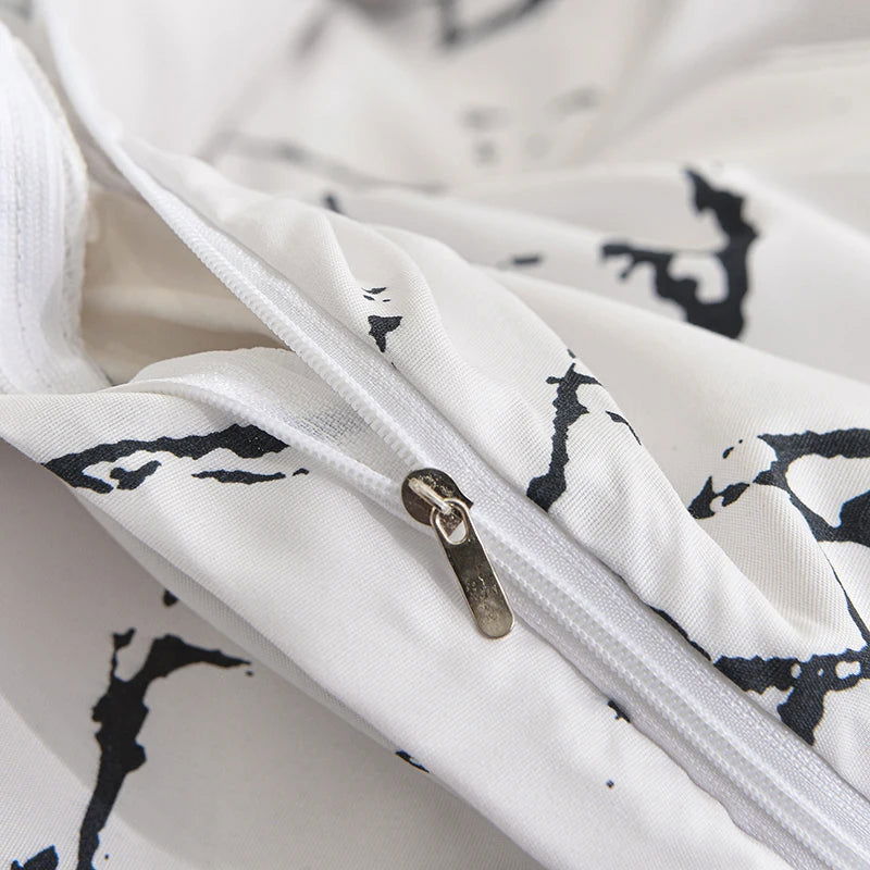 Black and White Bedding Set Single Duvet Cover with Pillowcase - Graceland Home and Living -  - #tag1#