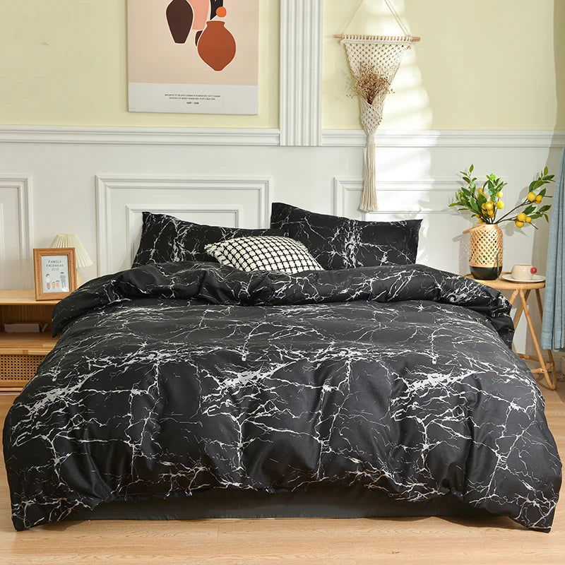 Black and White Bedding Set Single Duvet Cover with Pillowcase - Graceland Home and Living -  - #tag1#