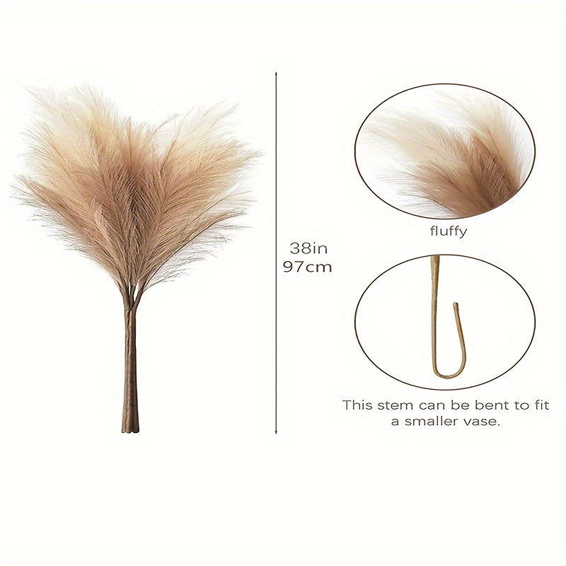 Bohemian Pampas Grass - 2 Pack Artificial Reed Plumes for Vase Filler - Graceland Home and Living -  