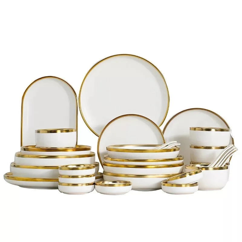 Ceramic Dining Set - Complete Tableware with Full Plates, - Graceland Home and Living -  