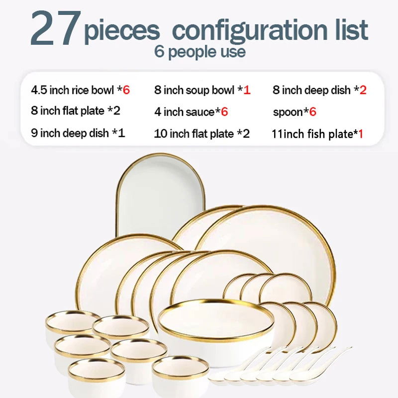 Ceramic Dining Set - Complete Tableware with Full Plates, - Graceland Home and Living -  