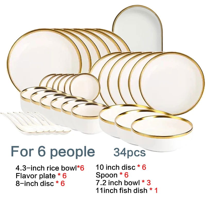 Ceramic Dining Set - Complete Tableware with Full Plates, - Graceland Home and Living -  