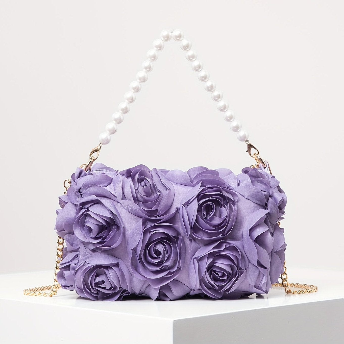Chic Rose Embellished Shoulder Bag - Beaded Strap, - Graceland Home and Living -  