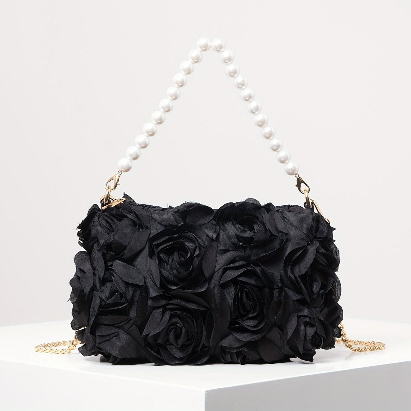 Chic Rose Embellished Shoulder Bag - Beaded Strap, - Graceland Home and Living -  