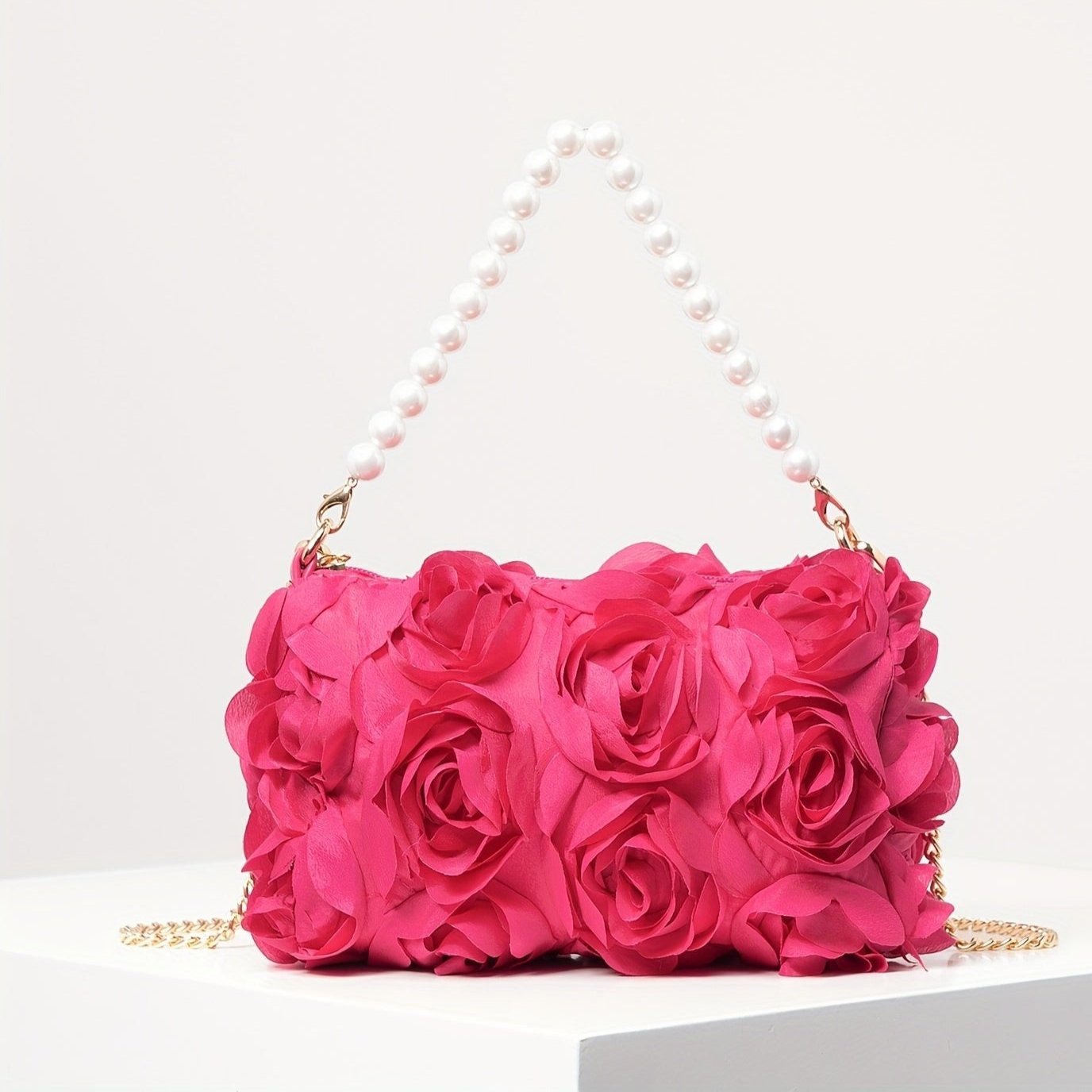 Chic Rose Embellished Shoulder Bag - Beaded Strap, - Graceland Home and Living -  