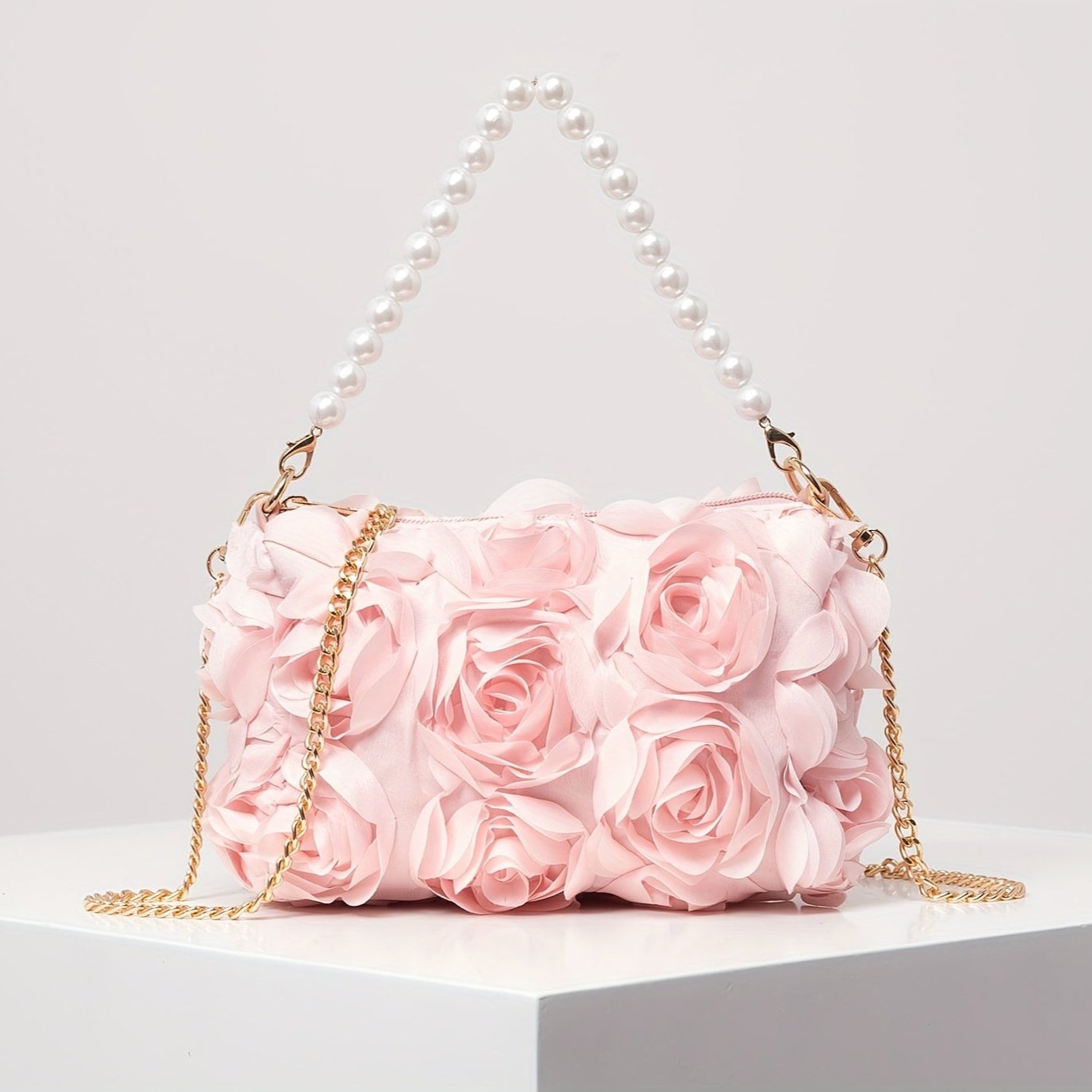 Chic Rose Embellished Shoulder Bag - Beaded Strap, - Graceland Home and Living -  