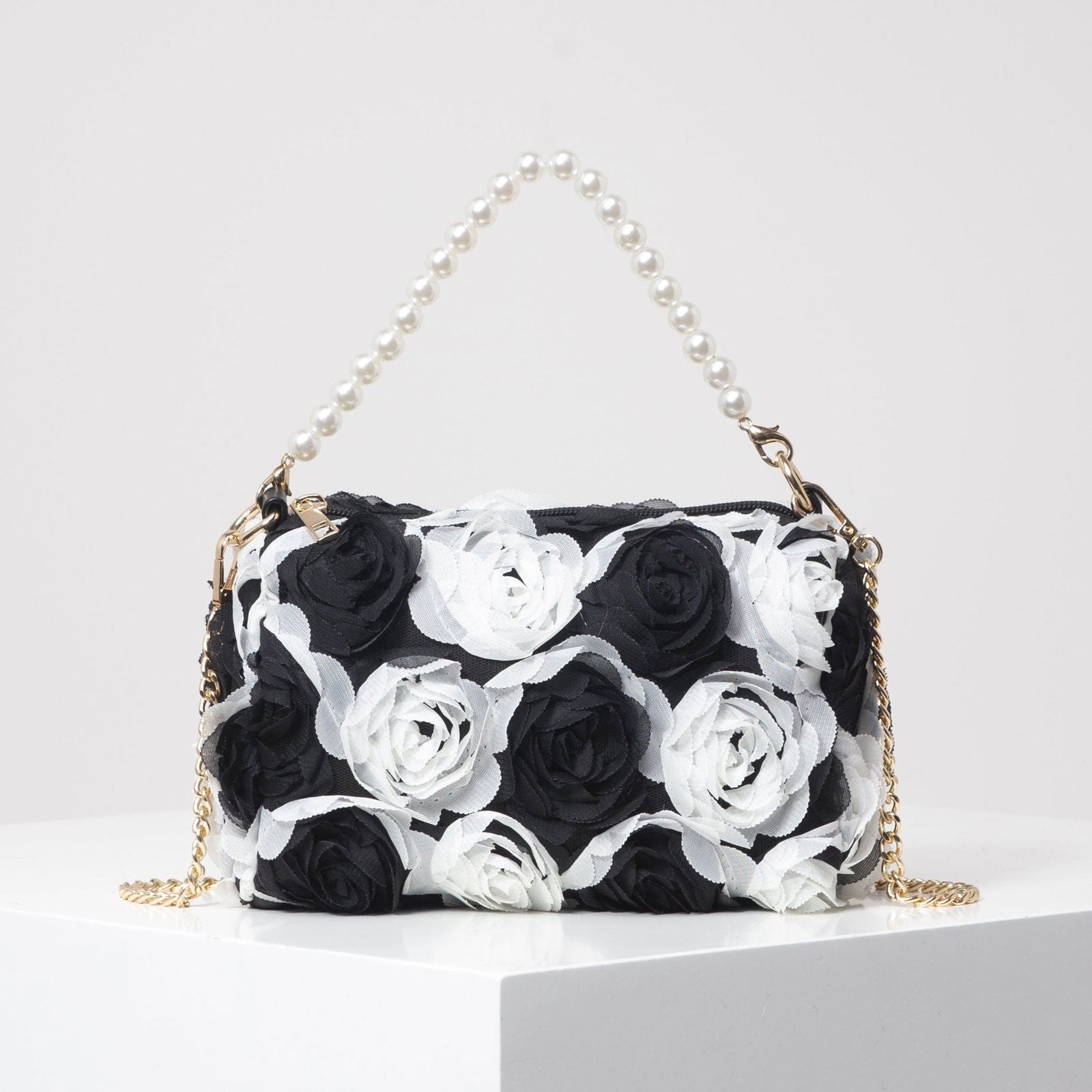 Chic Rose Embellished Shoulder Bag - Beaded Strap, - Graceland Home and Living -  