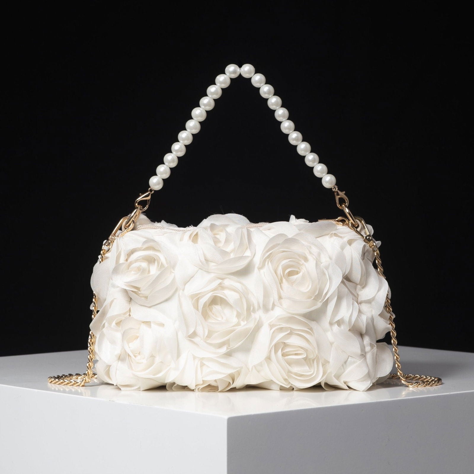 Chic Rose Embellished Shoulder Bag - Beaded Strap, - Graceland Home and Living -  