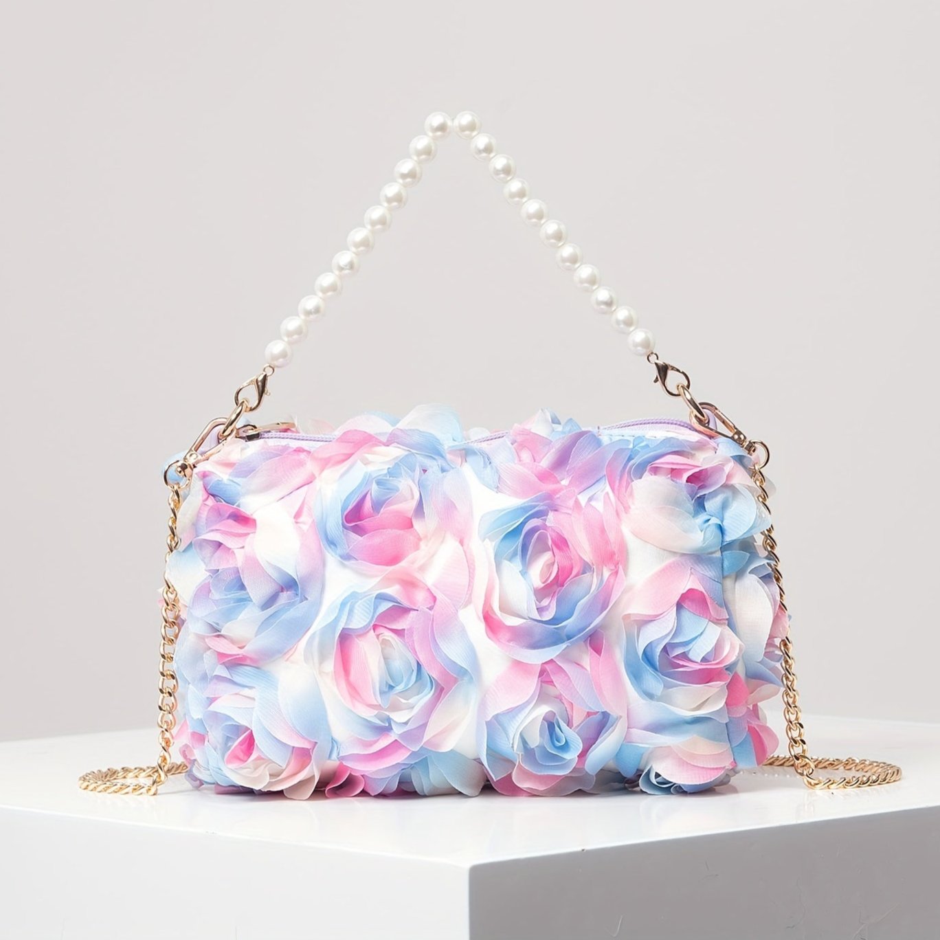 Chic Rose Embellished Shoulder Bag - Beaded Strap, - Graceland Home and Living -  