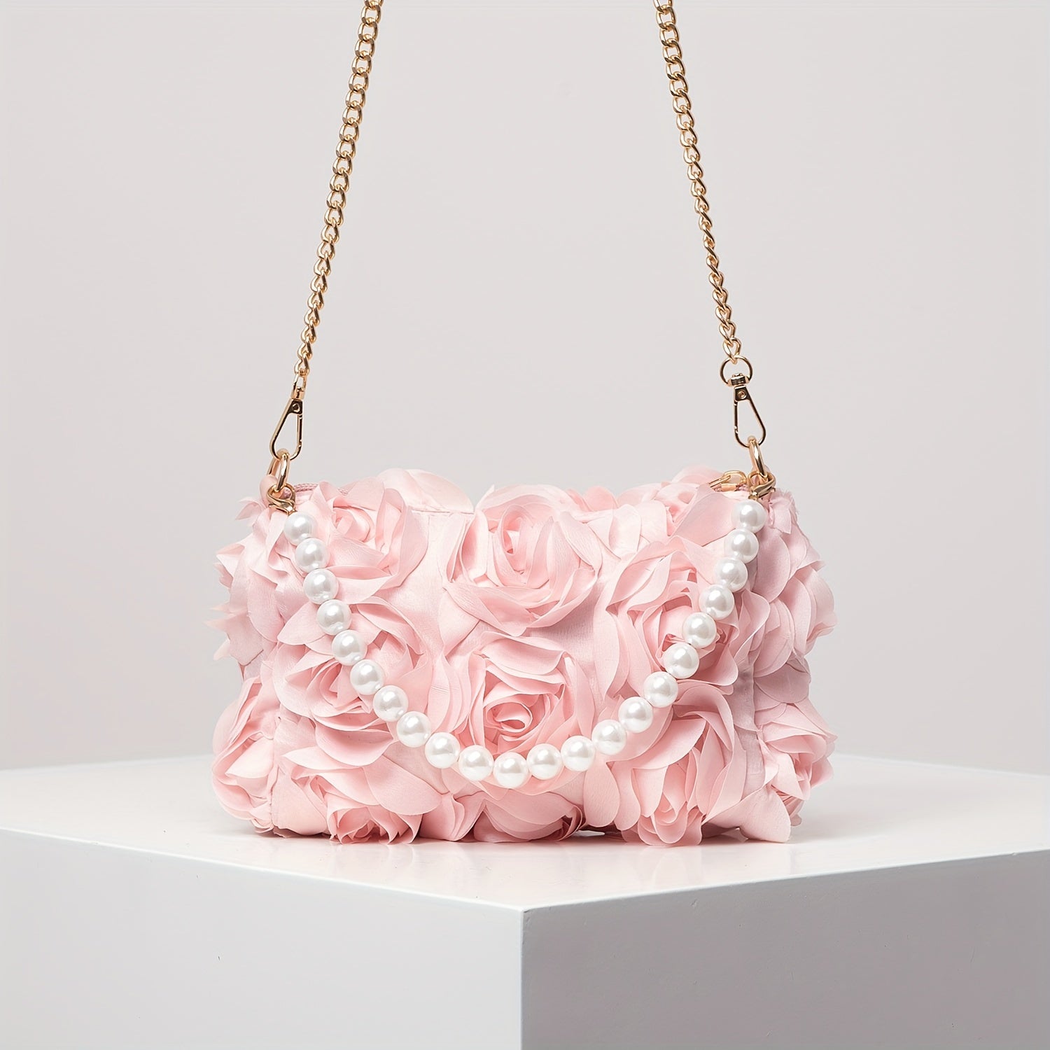 Chic Rose Embellished Shoulder Bag - Beaded Strap, - Graceland Home and Living -  