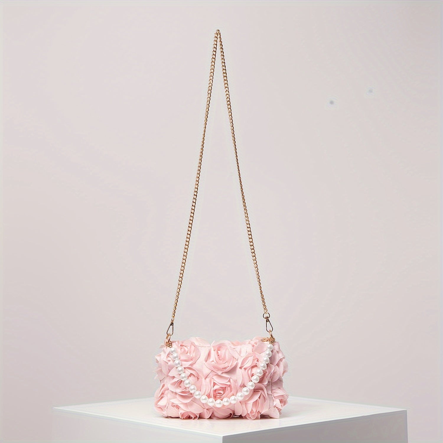 Chic Rose Embellished Shoulder Bag - Beaded Strap, - Graceland Home and Living -  
