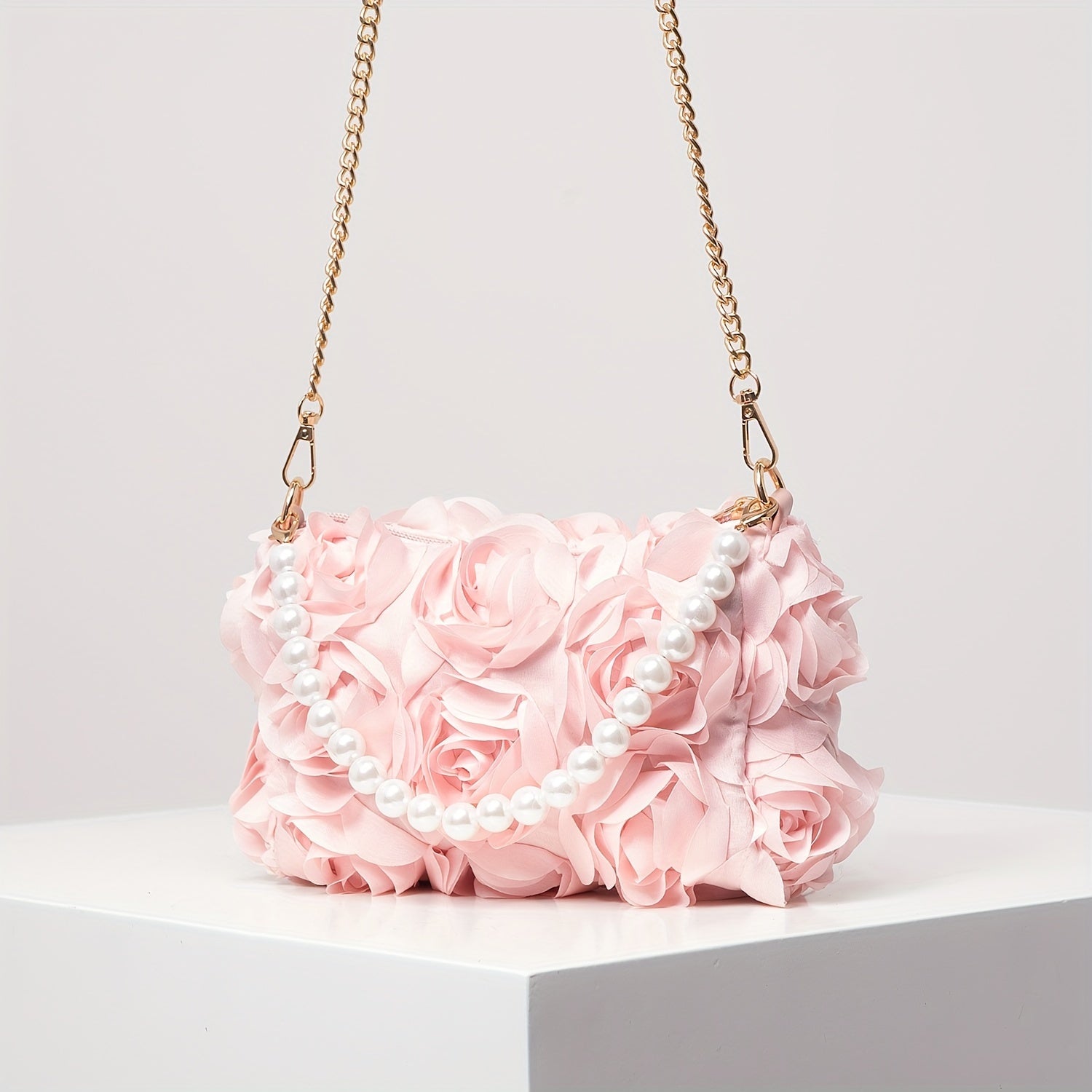 Chic Rose Embellished Shoulder Bag - Beaded Strap, - Graceland Home and Living -  