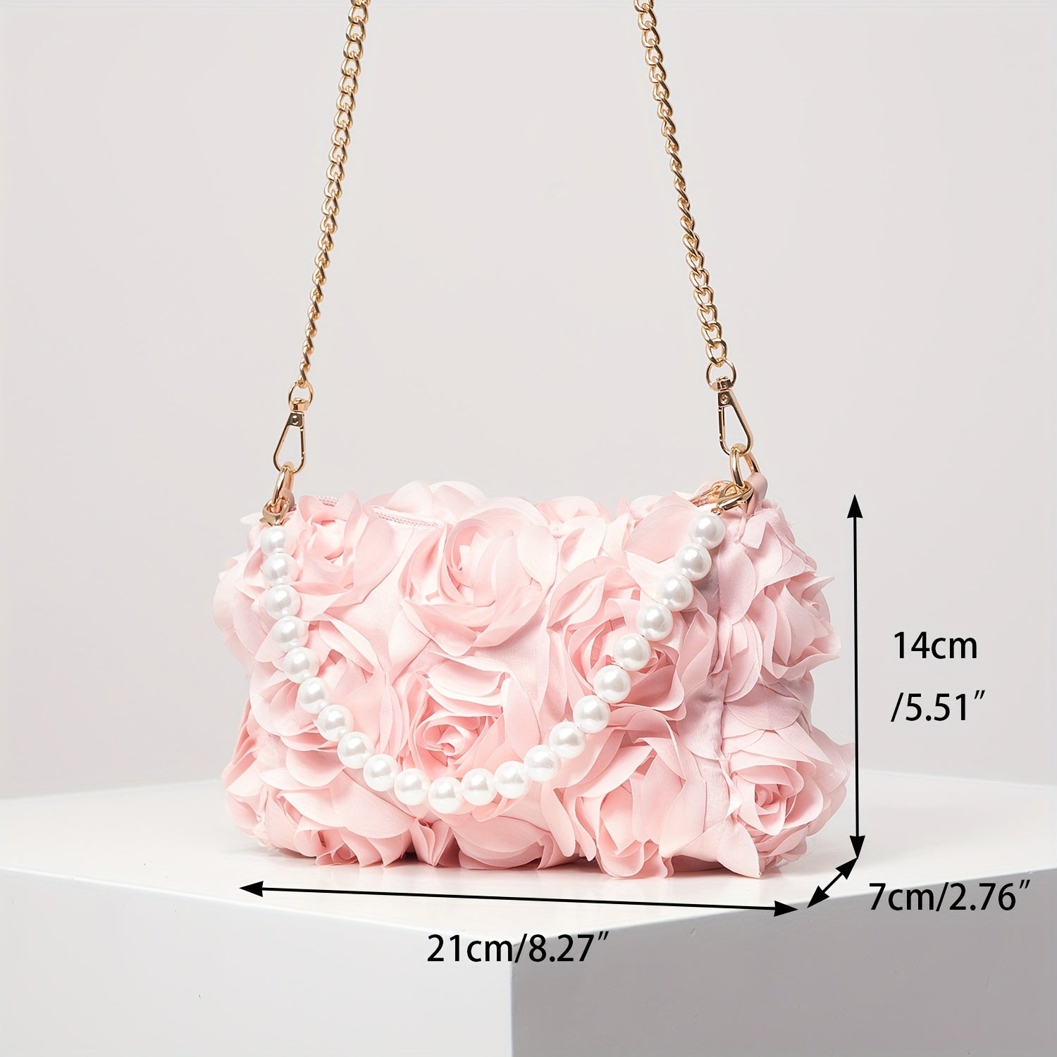 Chic Rose Embellished Shoulder Bag - Beaded Strap, - Graceland Home and Living -  
