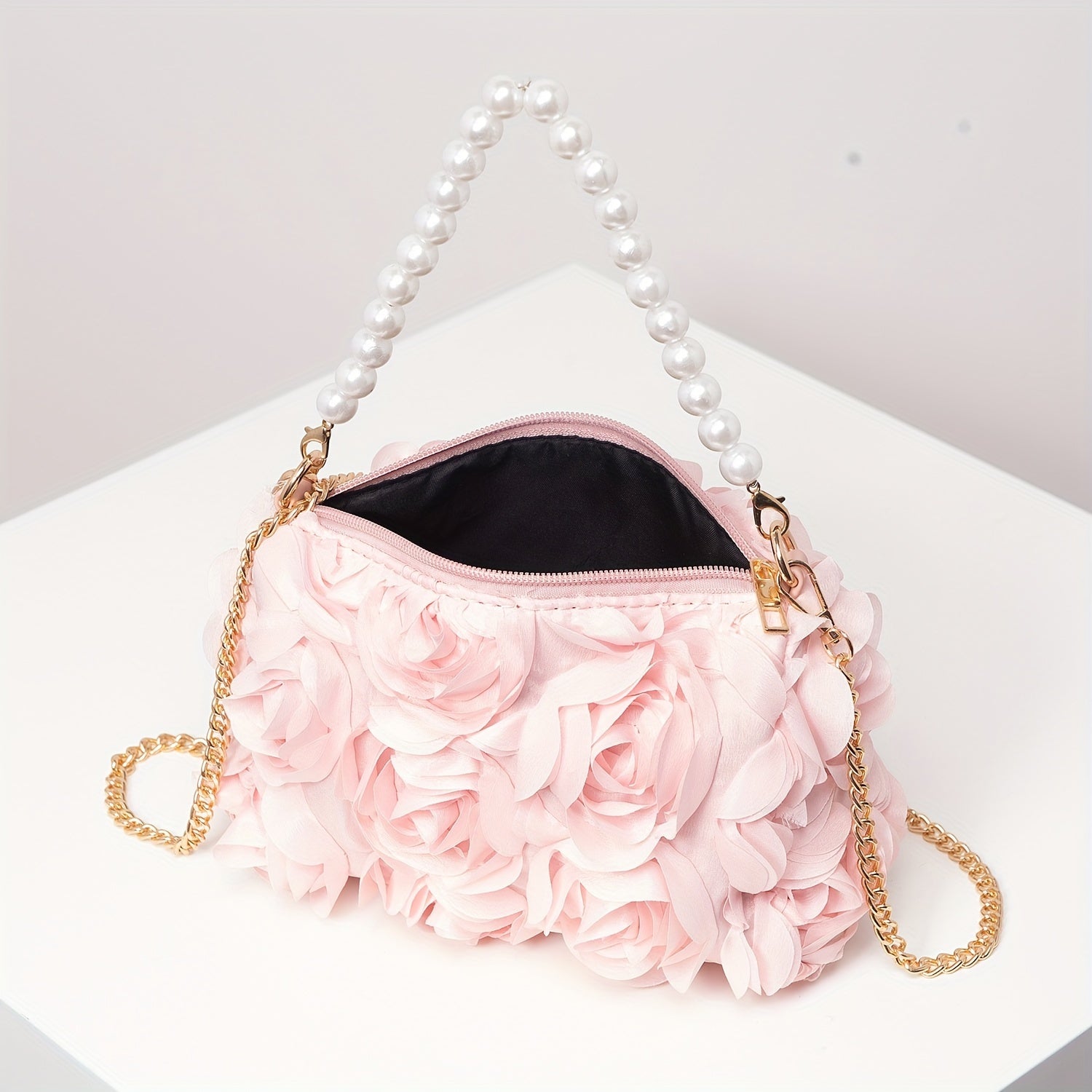 Chic Rose Embellished Shoulder Bag - Beaded Strap, - Graceland Home and Living -  
