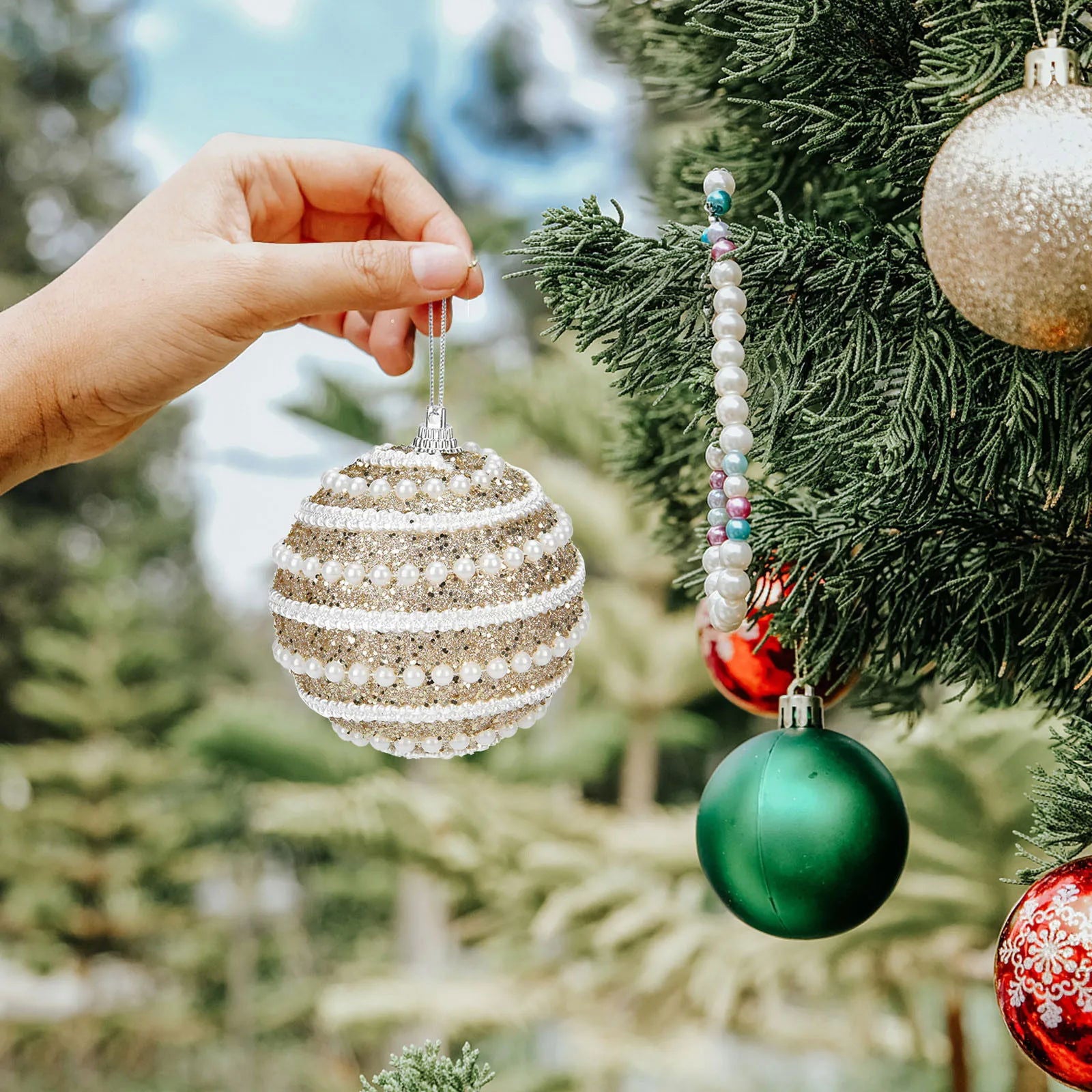 Christmas Decorative Foam Ball Spherical Christmas Tree Pendant - Graceland Home and Living -  