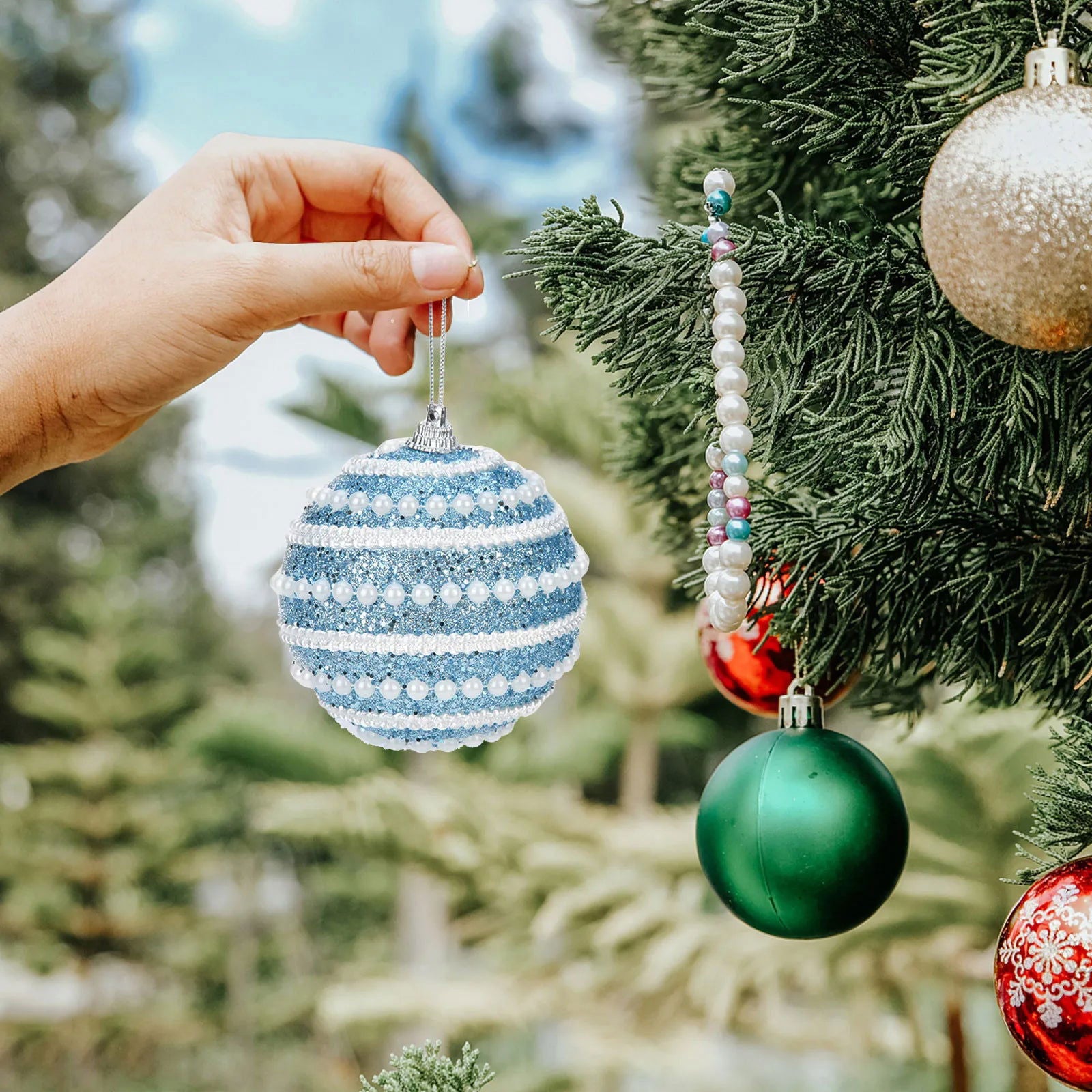 Christmas Decorative Foam Ball Spherical Christmas Tree Pendant - Graceland Home and Living -  