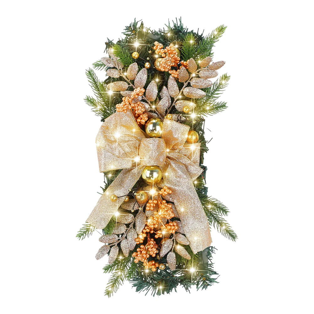 Christmas Swag Wreath Pendants with LED Lights for Staircase - Graceland Home and Living -  