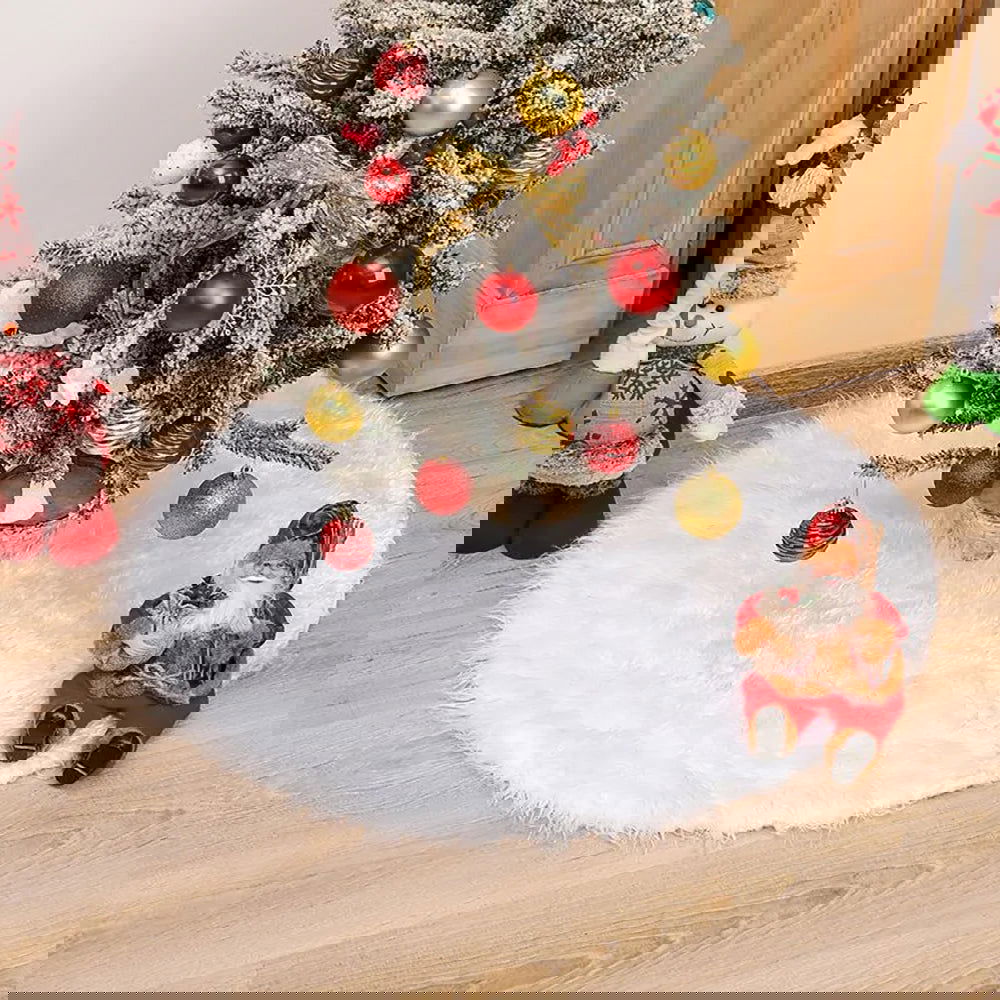 Christmas Tree Skirt White Faux Fur T - Graceland Home and Living -  