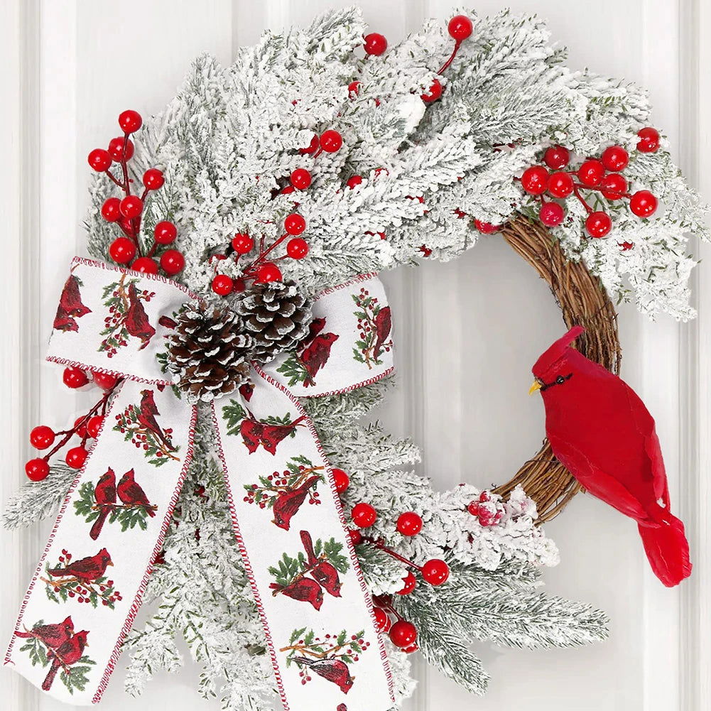 Christmas Tree Wreath Red Berry and Cardinal Bird Christmas Decoration - Graceland Home and Living -  