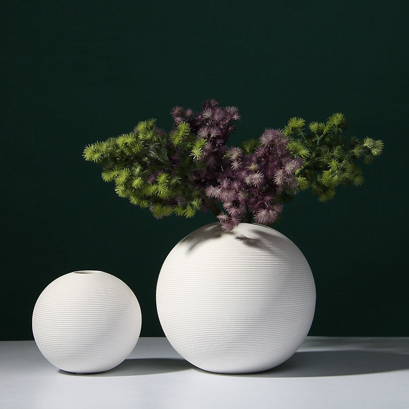 Classic round White ball flower vase  for artificial flower decoration Graceland Home and Living