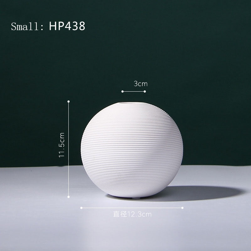 Classic round White ball flower vase  for artificial flower decoration - Graceland Home and Living -  