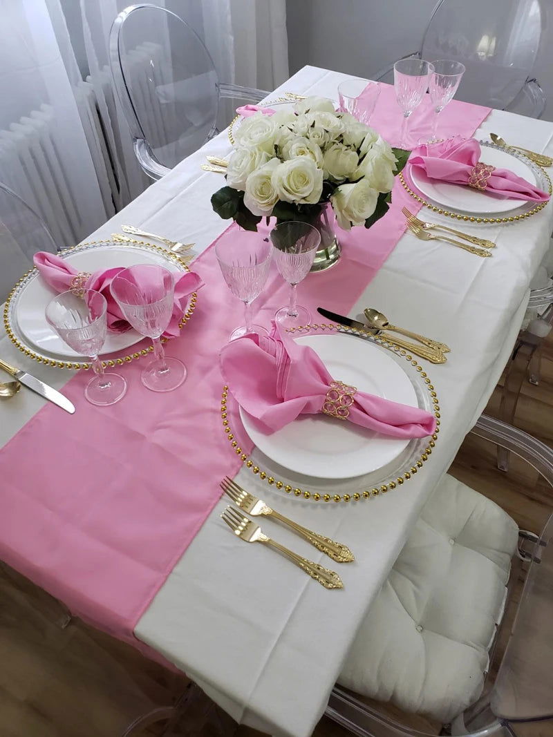 Clear Plastic Charger Plates with Gold Beads Rim - Graceland Home and Living -  