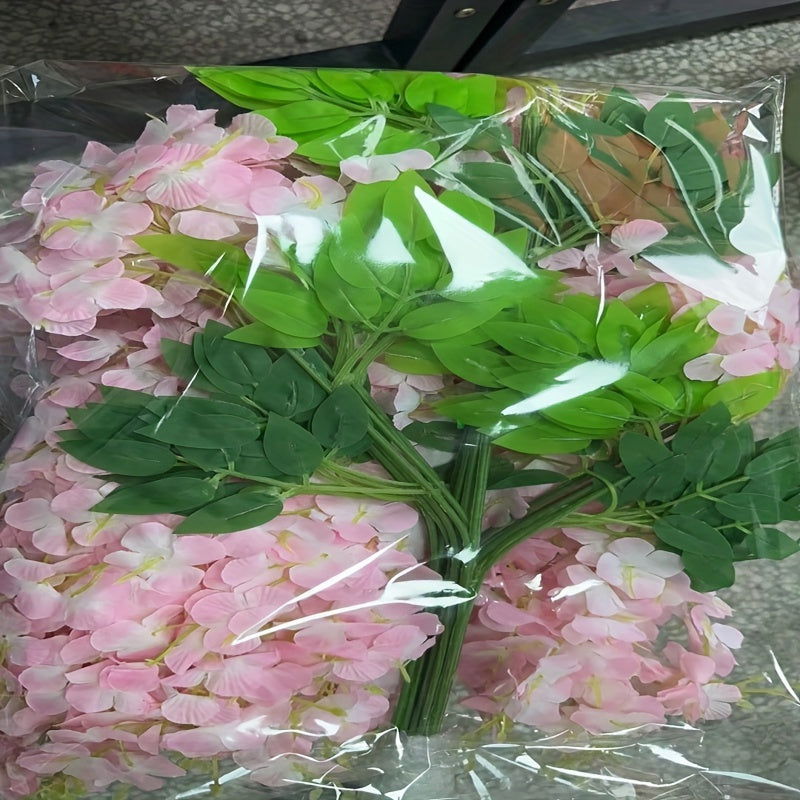 Elegant 12pcs Pink Wisteria Artificial Flowers - UV-Protected, Silk-Like Decor - Graceland Home and Living -  