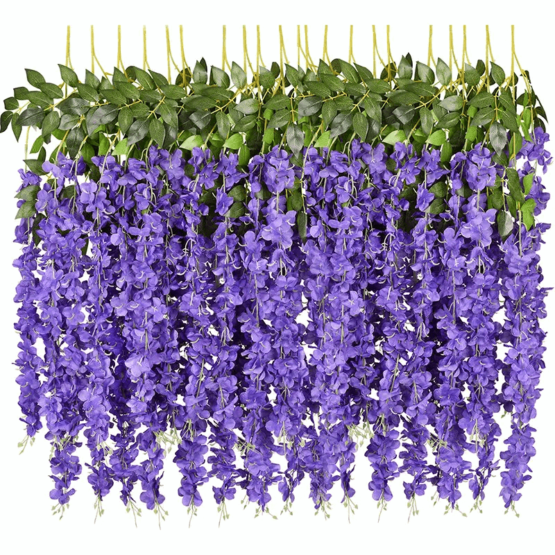 Elegant 12pcs Pink Wisteria Artificial Flowers - UV-Protected, Silk-Like Decor - Graceland Home and Living -  
