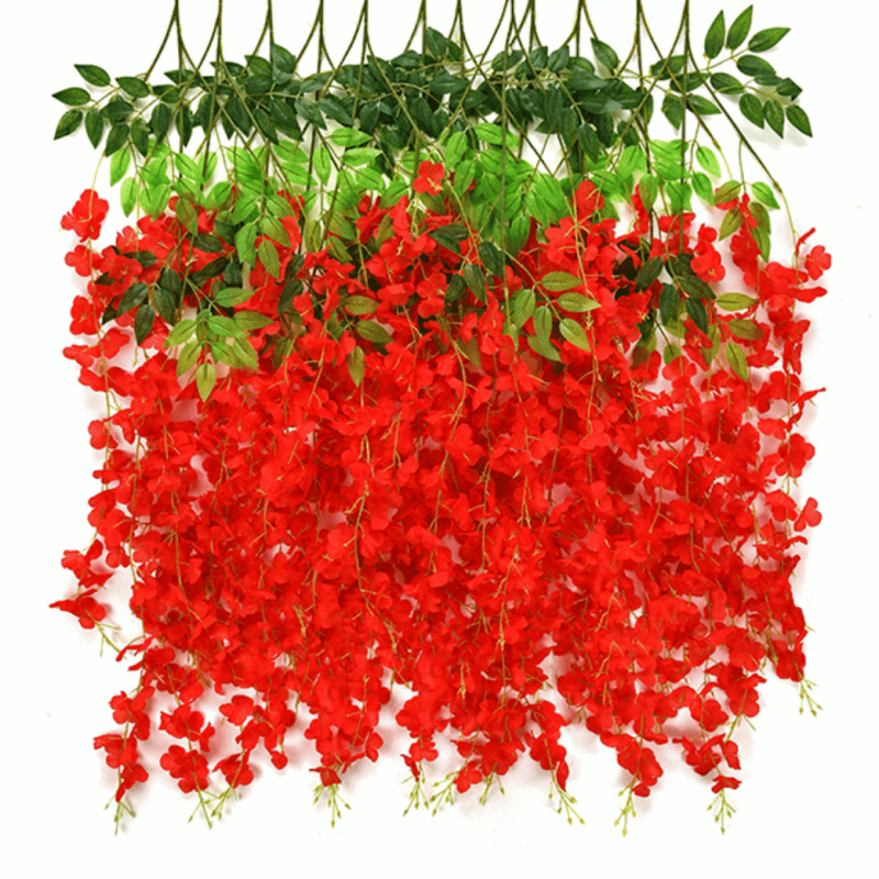 Elegant 12pcs Pink Wisteria Artificial Flowers - UV-Protected, Silk-Like Decor - Graceland Home and Living -  