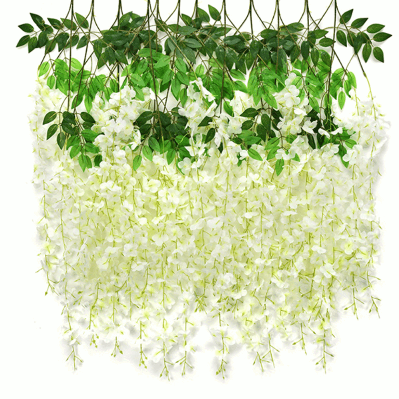 Elegant 12pcs Pink Wisteria Artificial Flowers - UV-Protected, Silk-Like Decor - Graceland Home and Living -  